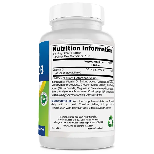 Best Naturals Vitamin D3 2000 IU Tablets